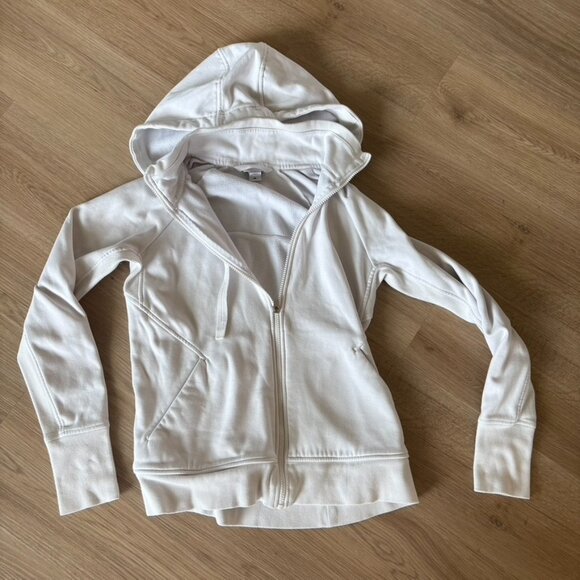 Athleta White Triumph Hoodie Zip up Sweatshirt Size Medium - Picture 1 of 7